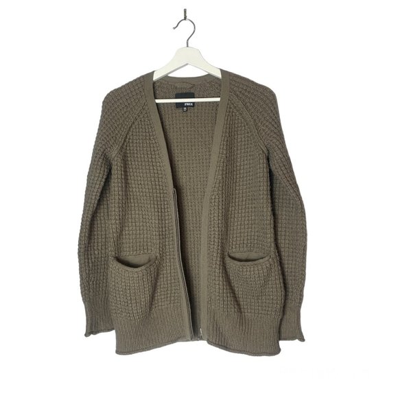 Aritzia Wilfred Free Marin Brown Wool Alpaca Knit Cardigan Sweater Winter - Picture 1 of 9